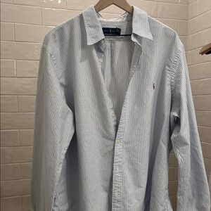 Ralph Lauren Men's Light Blue Pinstripe Shirt